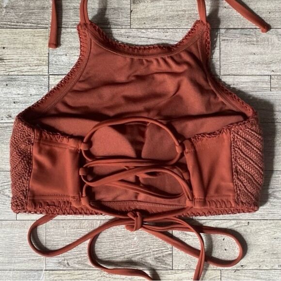 Xhilaration, Copper/Rust Knit, Strappy, Halter Style, Bikini Top - Picture 5 of 15